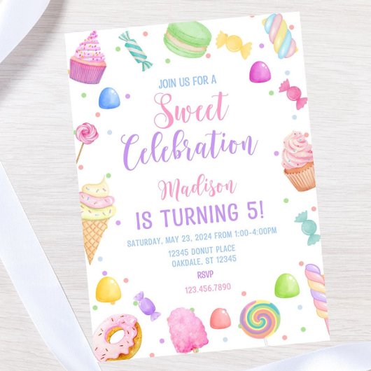 Candy theme Birthday Invitation template, Candylan 招待状
