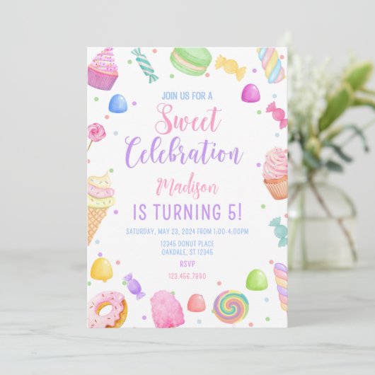 Candy theme Birthday Invitation template, Candylan 招待状 (スタンド正面)