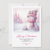 Candy themed pink snowman kids card digital edit シーズンカード (正面)