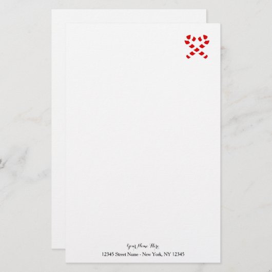 candycaneが付いているカスタムなクリスマスの文房具の紙 便箋 (正面/裏面)