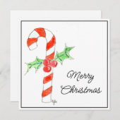 Candycane With Holly シーズンカード (正面/裏面)