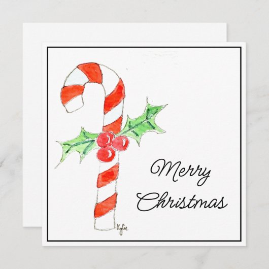 Candycane With Holly シーズンカード (正面/裏面)