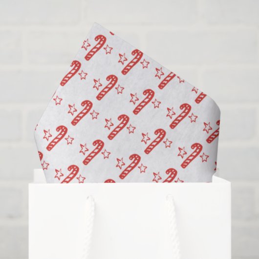 Candycanes Stars Doodle CHRISTMAS Holiday Red Whit 薄葉紙 (ギフトバッグ)