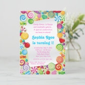 Candylandの甘い専門店の誕生日の招待状 招待状 (スタンド正面)