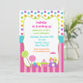 Candylandの甘い専門店の誕生日の招待状 招待状 (スタンド正面)