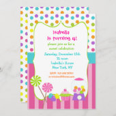 Candylandの甘い専門店の誕生日の招待状 招待状 (正面/裏面)