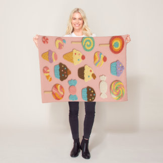 Candyland Faux Crochet Fleece Blanket-Kids&Nursery フリースブランケット