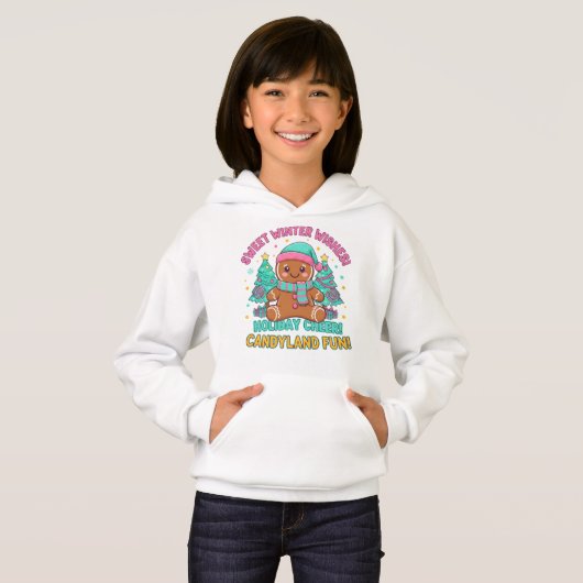 Candyland Fun Christmas Shirt – Gingerbread & Snow (正面フル)