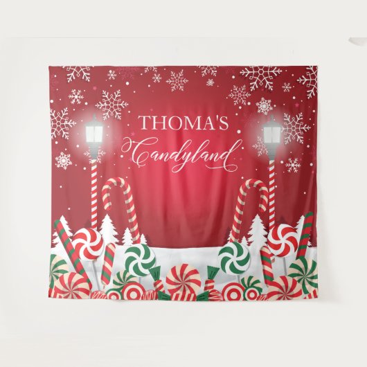 Candyland holidays christmas banner backdrop  タペストリー (正面(横))