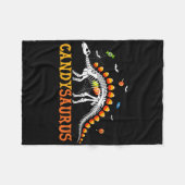 Candysaurus Candy Corn Dinosaur Skeleton Happy Hal フリースブランケット (正面(横))