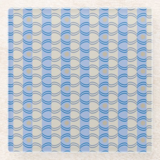 Candystripeの標準的な青タン ガラスコースター (正面)