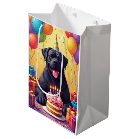 Cane Corso Birthday Celebration ミディアムペーパーバッグ (正面アングル)