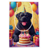 Cane Corso Birthday Celebration ミディアムペーパーバッグ (正面)