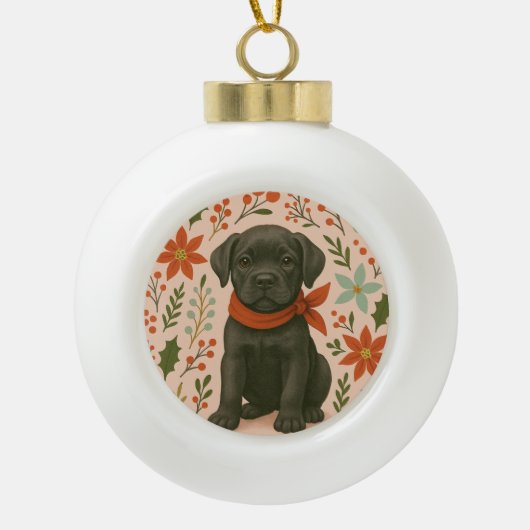 Cane Corso Christmas セラミックボールオーナメント (正面)