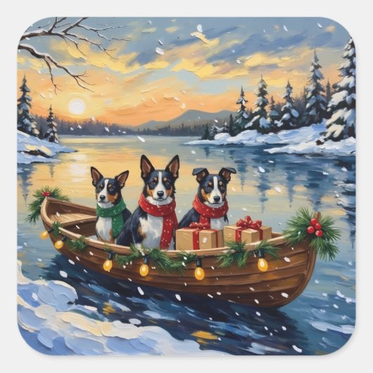 Cane Corso Christmas Boat Holiday スクエアシール (正面)