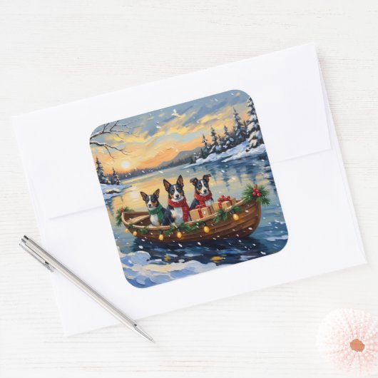 Cane Corso Christmas Boat Holiday スクエアシール (封筒)