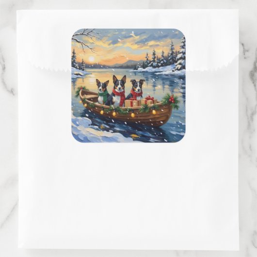 Cane Corso Christmas Boat Holiday スクエアシール (バッグ)