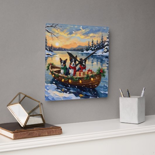 Cane Corso Christmas Boat Holiday スクエア壁時計 (オフィス)