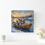 Cane Corso Christmas Boat Holiday スクエア壁時計 (ホーム)