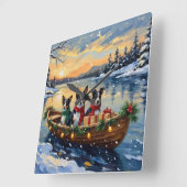 Cane Corso Christmas Boat Holiday スクエア壁時計 (傾斜)