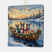 Cane Corso Christmas Boat Holiday セラミックオーナメント (左)