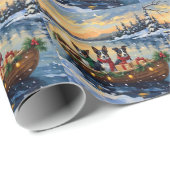 Cane Corso Christmas Boat Holiday ラッピングペーパー (ロールコーナー)