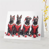 Cane Corso Christmas Dress Santa Hat カード (黄色い花)