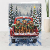 Cane Corso Christmas Red Truck Holiday カード (正面)