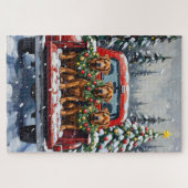 Cane Corso Christmas Red Truck Holiday ジグソーパズル (横)