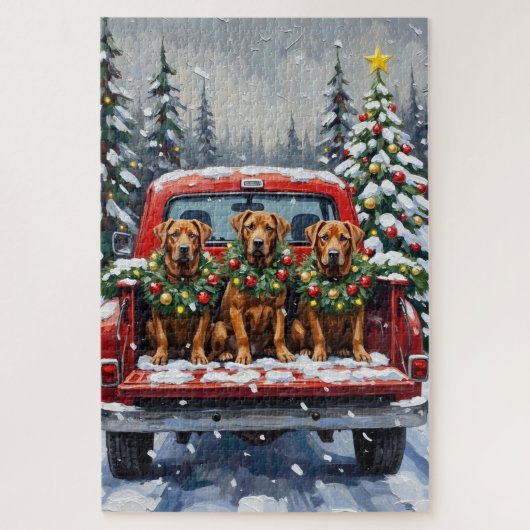 Cane Corso Christmas Red Truck Holiday ジグソーパズル (縦)