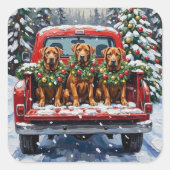 Cane Corso Christmas Red Truck Holiday スクエアシール (正面)