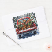 Cane Corso Christmas Red Truck Holiday スクエアシール (封筒)