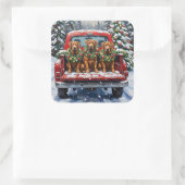 Cane Corso Christmas Red Truck Holiday スクエアシール (バッグ)