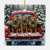 Cane Corso Christmas Red Truck Holiday セラミックオーナメント (裏面)