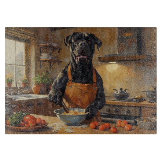 Cane Corso Cooking in Kitchen カッティングボード (正面)