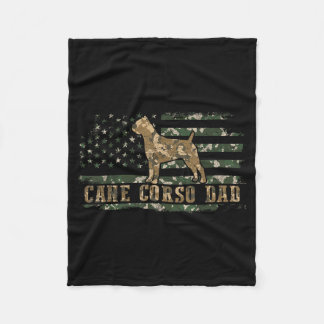 Cane Corso Dad Camo American Flag Camouflage USA フリースブランケット