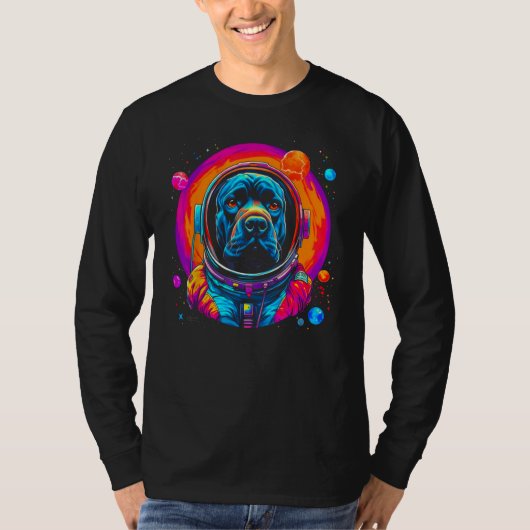 Cane Corso Dog Astronaut in Space Tシャツ (正面)