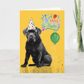 Cane Corso Dog Party Hat Yellow Birthday カード (正面)