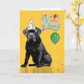 Cane Corso Dog Party Hat Yellow Birthday カード (黄色い花)