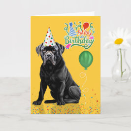 Cane Corso Dog Party Hat Yellow Birthday カード
