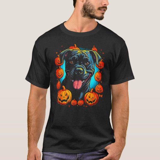 Cane Corso Dog Pumpkin Halloween Tシャツ (正面)