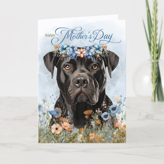 Cane Corso Dog Wildflowers Mother's Day シーズンカード (正面)