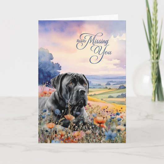 Cane Corso Dog Wildflowers Scenic Vista Miss You カード (正面)