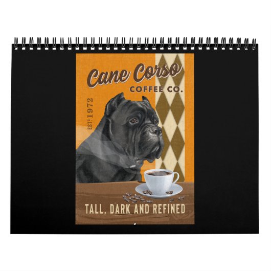 Cane Corso Dog With Coffee Mug Cane Corso Love カレンダー (カバー)