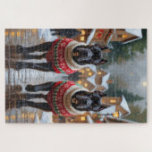 Cane Corso Dogs Christmas Snow Holiday ジグソーパズル (横)