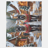 Cane Corso Dogs Christmas Snow Holiday フリースブランケット (正面)