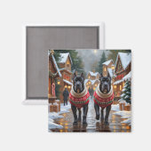Cane Corso Dogs Christmas Snow Holiday マグネット (正面/裏面)