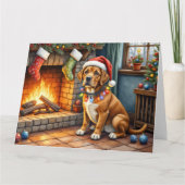 Cane Corso Fireplace with Christmas Lights カード (正面)