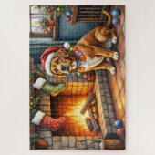 Cane Corso Fireplace with Christmas Lights ジグソーパズル (縦)