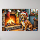 Cane Corso Fireplace with Christmas Lights ポスター (正面)